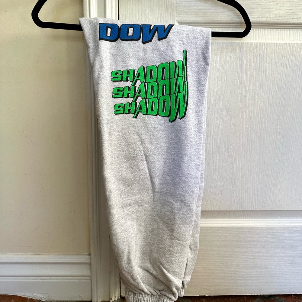 Shadow Hill grey cuffed sweatpants with logo writing